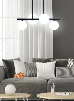 Lampa wisząca Kama lampa wisząca  czarny+złoty 4x28W G9 klosz biały