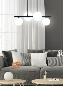 Lampa wisząca Kama lampa wisząca  czarny+złoty 4x28W G9 klosz biały