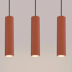 Lampa wisząca KARBON 3L ochra czerwona