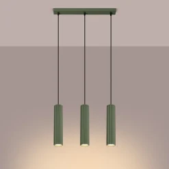 Lampa wisząca KARBON 3L zielona oliwka