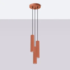 Lampa wisząca KARBON 3P ochra czerwona