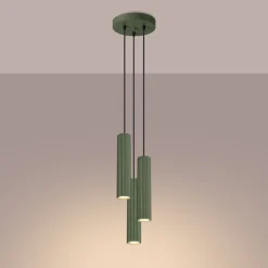 Lampa wisząca KARBON 3P zielona oliwka