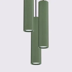 Lampa wisząca KARBON 3P zielona oliwka