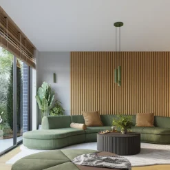 Lampa wisząca KARBON 3P zielona oliwka