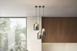 Lampa wisząca Klea czarny 1x15W G9 klosz  dymiony+biały