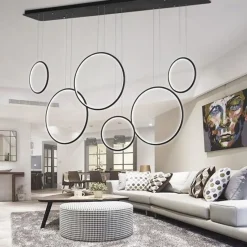 Lampa wisząca ledowe okręgi No.1 czarna