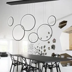 Lampa wisząca ledowe okręgi No.1 czarna