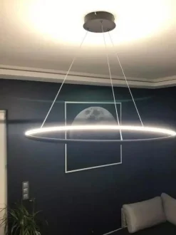Lampa wisząca Ledowe Okręgi No.1 60 cm 4K czarna