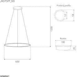 Lampa wisząca Ledowe Okręgi No.1 60 cm 4K czarna