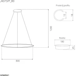Lampa wisząca Ledowe Okręgi No.1 80 cm 3K czarna