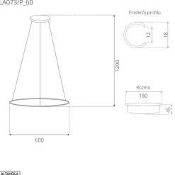 Lampa wisząca Ledowe Okręgi No.1 60 cm 3K ściemnialna biała