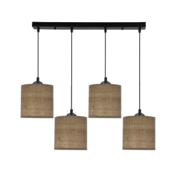 Lampa wisząca Legno czarny 15 4x40W E27  abażur orzechowy
