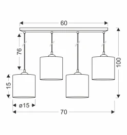 Lampa wisząca Legno czarny 15 4x40W E27  abażur orzechowy