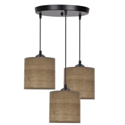 Lampa wisząca Legno czarny talerz 15  3x40W E27 abażur orzechowy