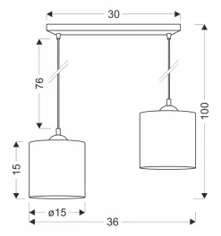 Lampa wisząca Legno czarny 15 2x40W E27  abażur orzechowy