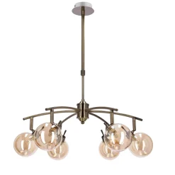 Lampa wisząca Lentini patynowy 6x40W G9  klosz bursztynowy