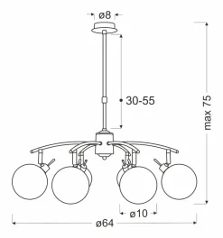 Lampa wisząca Lentini patynowy 6x40W G9  klosz bursztynowy