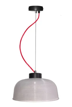 Lampa Wisząca Liverpool II M Przezroczyste Szkło, Czerwony Kabel