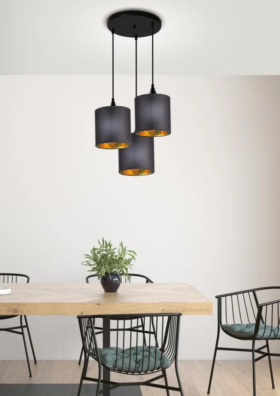 Lampa wisząca Long talerz 3x40W E14 czarny