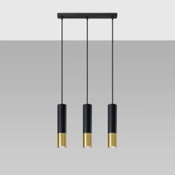 Lampa wisząca LOOPEZ 3L czarny/złoty