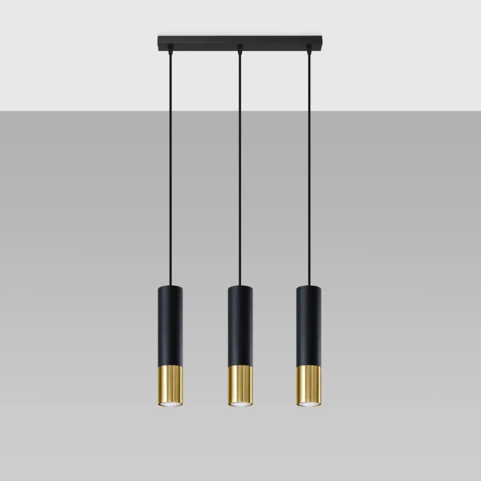 Lampa wisząca LOOPEZ 3L czarny/złoty