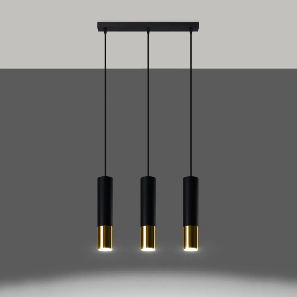 Lampa wisząca LOOPEZ 3L czarny/złoty