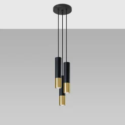 Lampa wisząca LOOPEZ 3P czarny/złoty