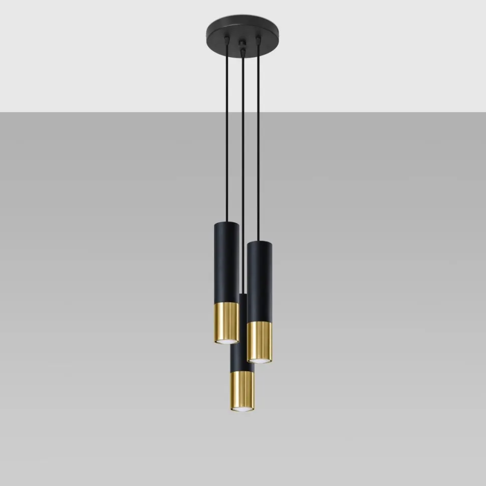 Lampa wisząca LOOPEZ 3P czarny/złoty