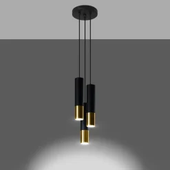 Lampa wisząca LOOPEZ 3P czarny/złoty