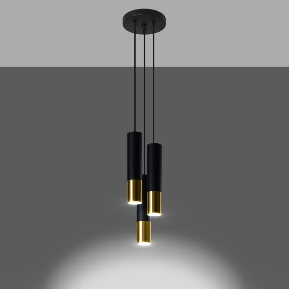 Lampa wisząca LOOPEZ 3P czarny/złoty