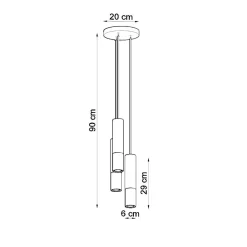 Lampa wisząca LOOPEZ 3P czarny/złoty