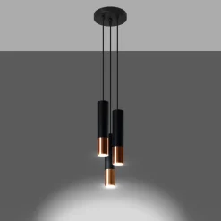 Lampa wisząca LOOPEZ 3P czarny/miedź