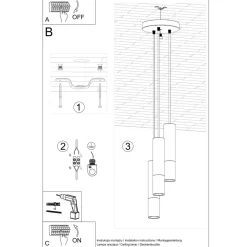 Lampa wisząca LOOPEZ 3P czarny/miedź