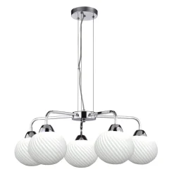 Lampa wisząca Madryt chrom 5x60W E27  klosz biały