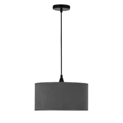 Lampa wisząca Maloto czarny 1x60 E27  abażur walec 30x15 velur grafit/złoto