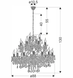 Lampa wisząca Maria teresa 28x40W E14  złoty