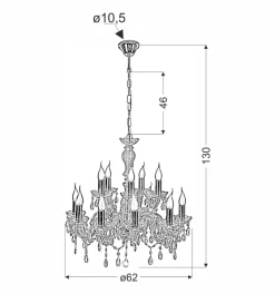 Lampa wisząca Maria teresa 12x40W E14  złoty
