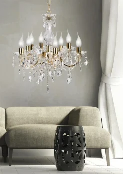 Lampa wisząca Maria teresa 8x40W E14  złoty