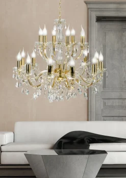 Lampa wisząca Maria teresa 18x40W E14  złoty