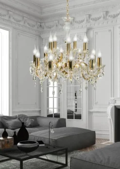 Lampa wisząca Maria teresa 15x40W E14  złoty