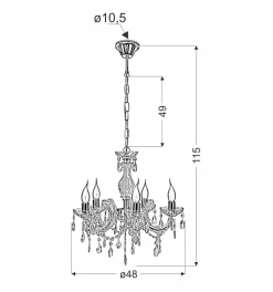 Lampa wisząca Maria teresa 5x40W E14  złoty