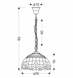 Lampa wisząca Marsala 30 patynowy 1x60  E27 klosz witrażowy