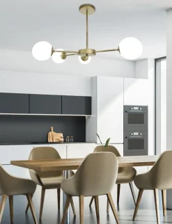 Lampa wisząca Mati lampa wisząca mosiądz  4x20W G9 klosz biały