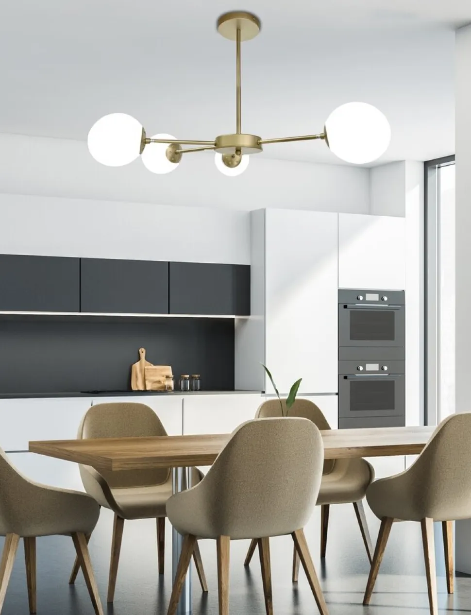 Lampa wisząca Mati lampa wisząca mosiądz 4x20W G9 klosz biały