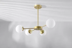 Lampa wisząca Mati lampa wisząca mosiądz 4x20W G9 klosz biały