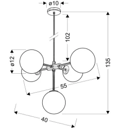 Lampa wisząca Mati 5x28W G9 mosiądz