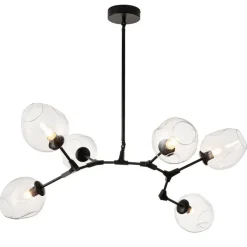 Lampa wisząca MODERN ORCHID-6 transparentno czarna 130 cm