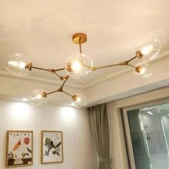 Lampa wisząca MODERN ORCHID-6 bursztynowo czarna 130 cm