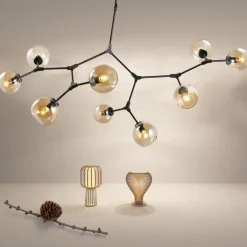 Lampa wisząca MODERN ORCHID-6 bursztynowo czarna 130 cm