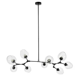 Lampa wisząca MODERN ORCHID-9 transparentno czarna 150 cm